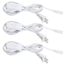 3PCS 10FT Plug Power Cord Cable With ON/OFF Switch For T8 LED Tube Light Fixture