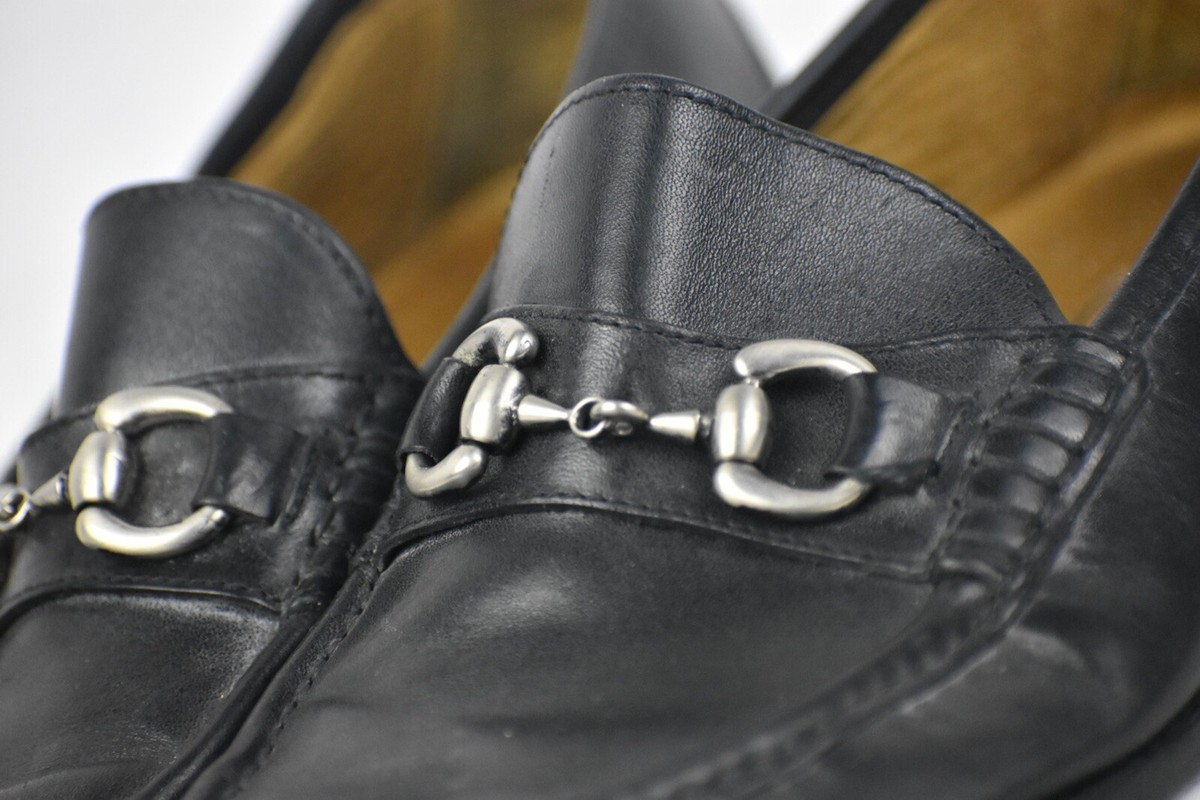 Cole Haan Black With Silver Horsebit Leather Loafers Men