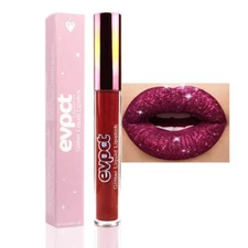 evpct 1Pcs Dark Red Matte to Glitter Liquid Lipstick Lip Set Kit, Long Lasting