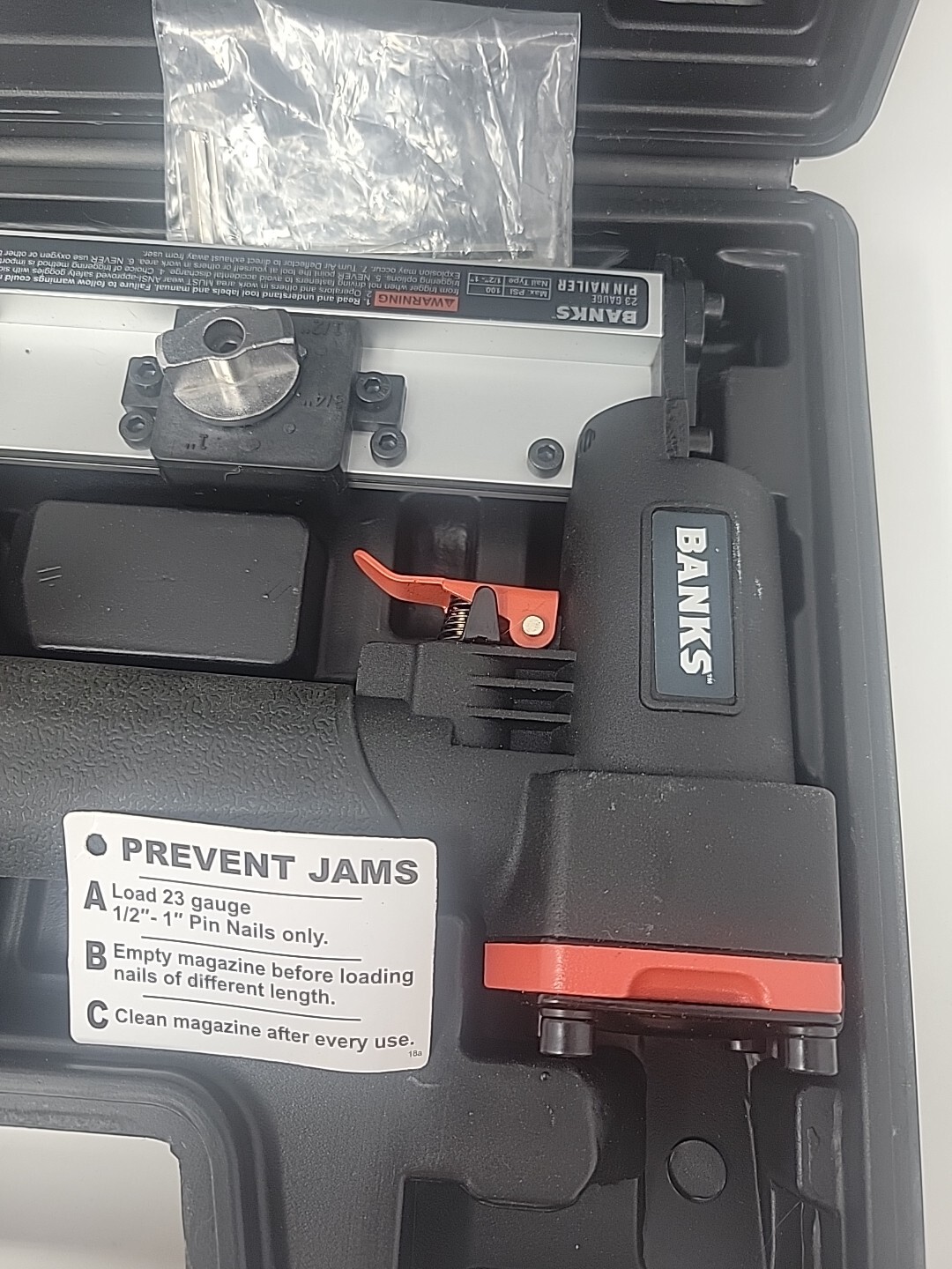 Banks Pneumatic Pin Nailer 23 Gauge Air Powered Nail Gun eBay