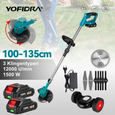 YOFIDRA® 18V Elektro Akku Rasentrimmer+2 Akku Ladegerät Freischneider Motorsense