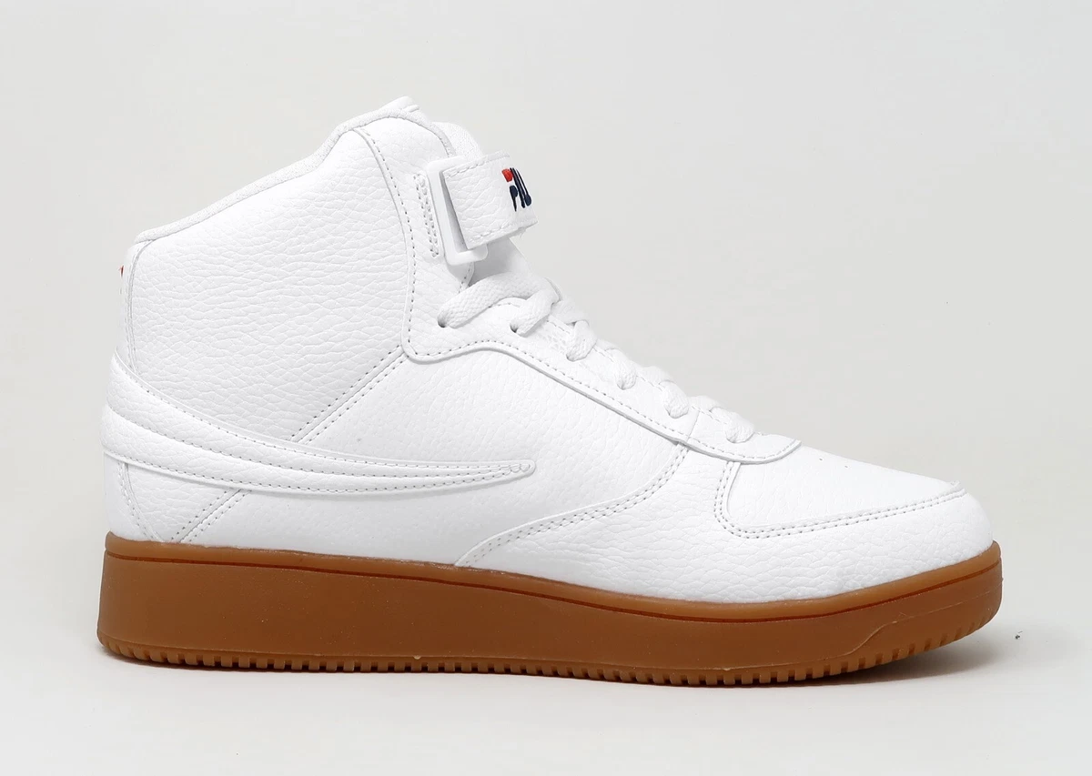 FILA Men s A High White Faux Leather Shoes Gum Bottom Sneakers