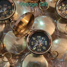 Lot Of 50 Pcs Brass Vintage Lid Compass 35 mm Marine Collectible Pocket Compass