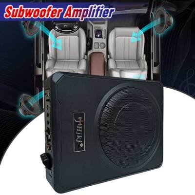 8'' Auto Active Subwoofer Amplified Slim Underseat Car Bass Box Audio Amplifier