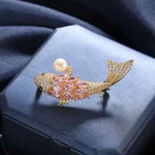 Full Crystal Pearl Pins Brooches For Women Fashion Elegant Suit Coat Badges