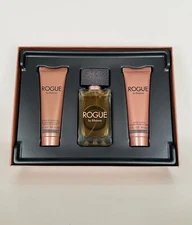 ROGUE BY RIHANNA 3PCS. SET 4.2oz. PARFUM/3oz. S/GEL/ 3oz. B/LOTION WOMEN (NIB)