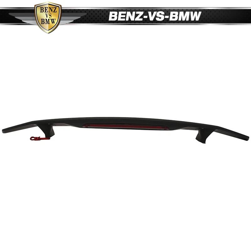 Universal Fit Matte Black 2 Post Trunk Spoiler Wing W/ 3RD Brake LED Light ABS - Image 2 of 4