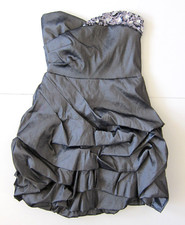 Teeze Me Silver Stretch Silver Sequin Jeweled Ruched Strapless Party Dress 11/L