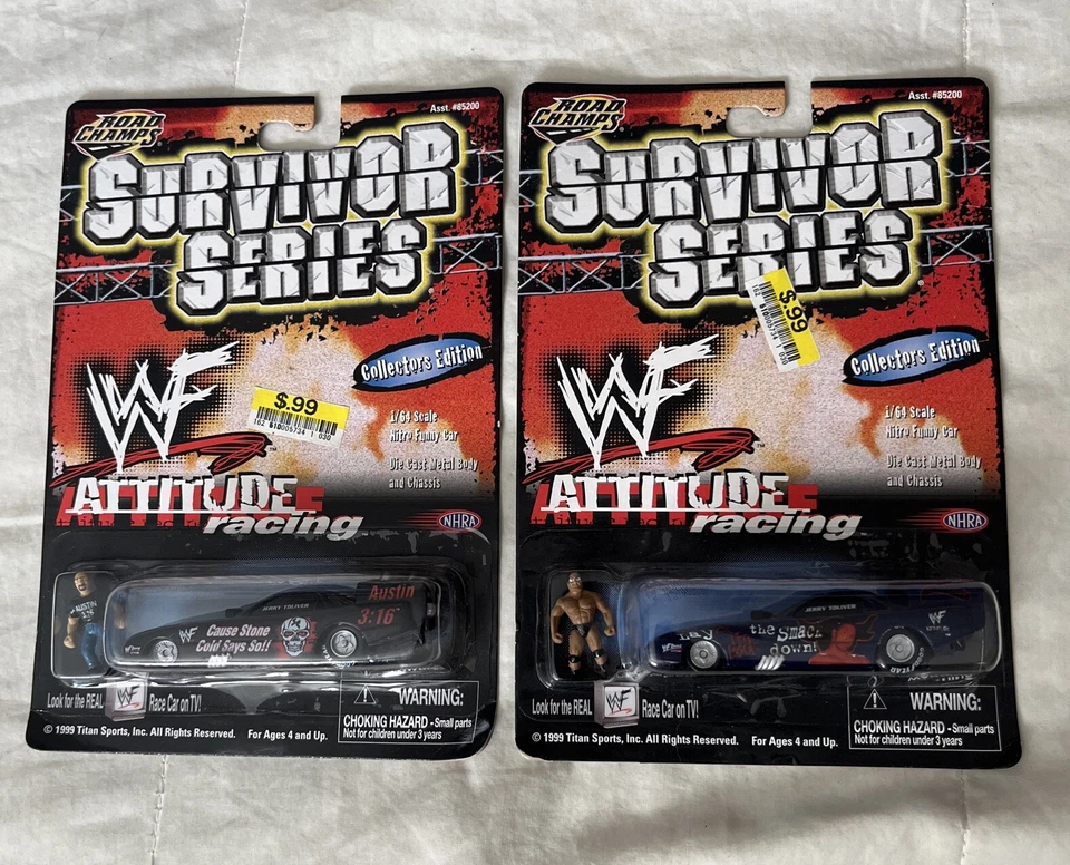 Steve Austin The Rock WWF Attitude Racing 1999 Road Champs Diecast Car Toliver - Image 1 of 4