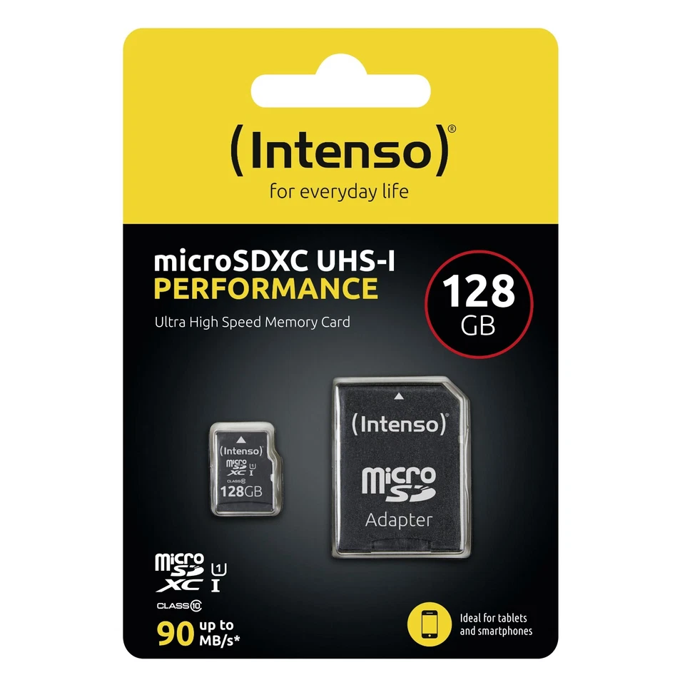 Micro sd Karte 128GB Speicherkarte Intenso UHS-I Performance 90MB/s Classe 10