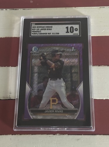 2023 Bowman Chrome Prospects Purple Shimmer Ref #BCP159 Javier Rivas /250 SGC 10