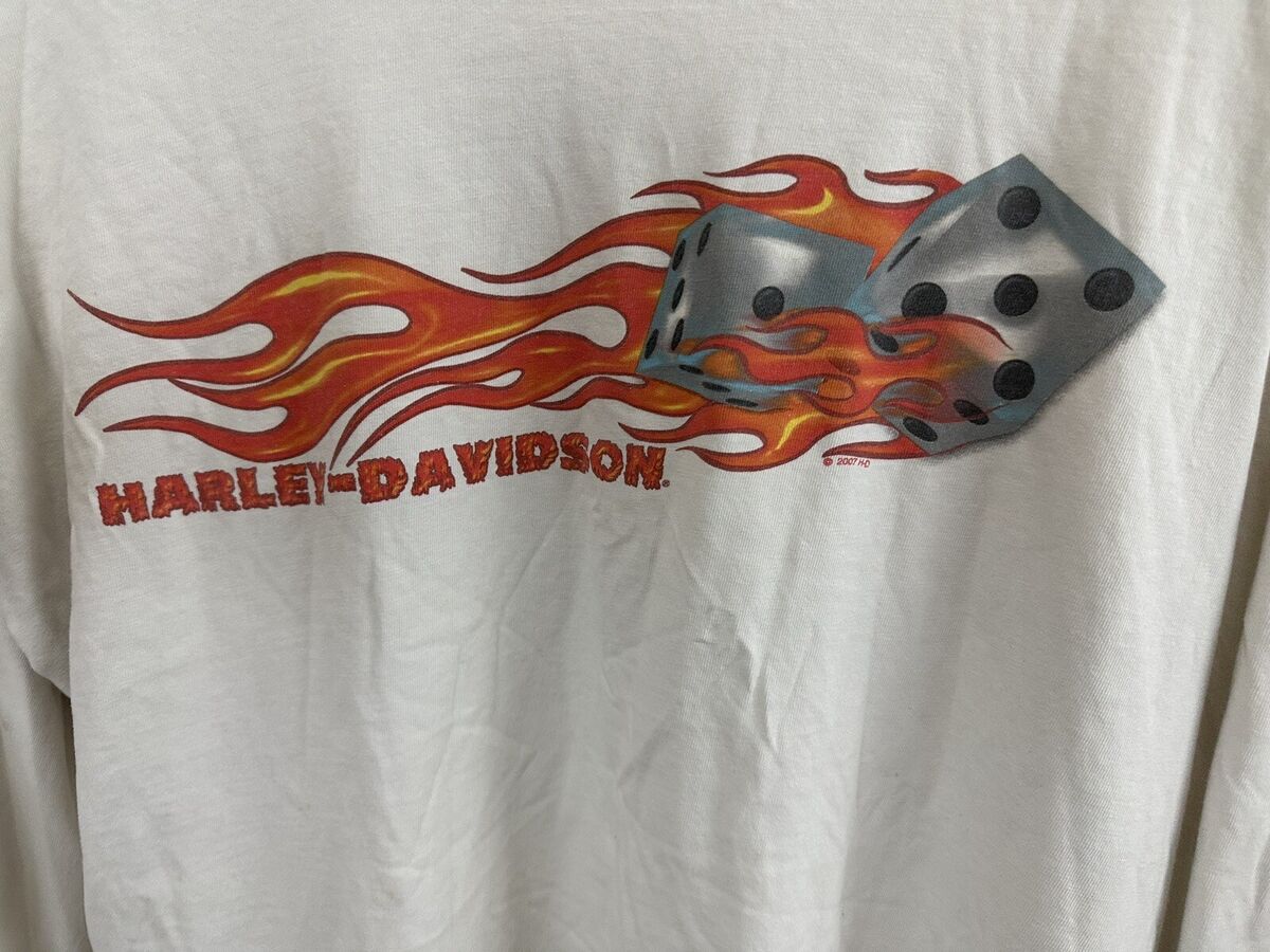 VTG Harley-Davidson Rolling Dice Fire Flame Spectrum Long VTG Harley-Davidson Rolling Dice Fire Flame Spectrum Long