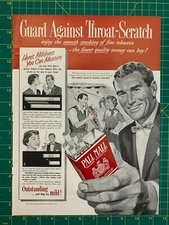 1953 Vintage Pall Mall Famous Cigarettes Man Woman Bowling Smoking Print Ad D1