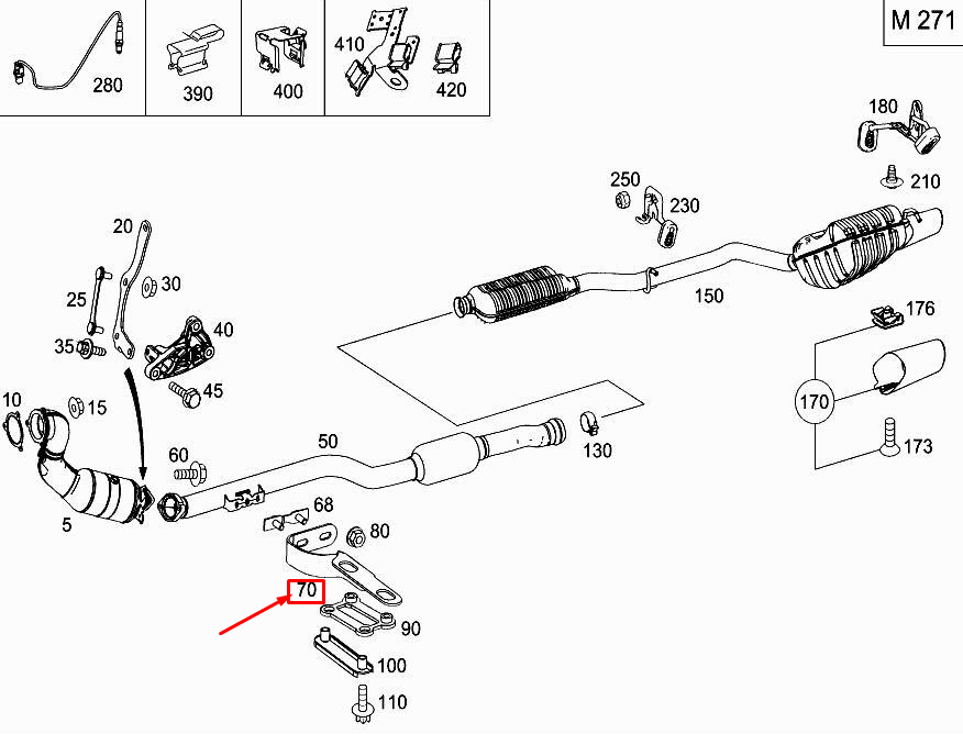 Support de ligne d'échappement MERCEDES-BENZ E Coupé C238 A2741420240