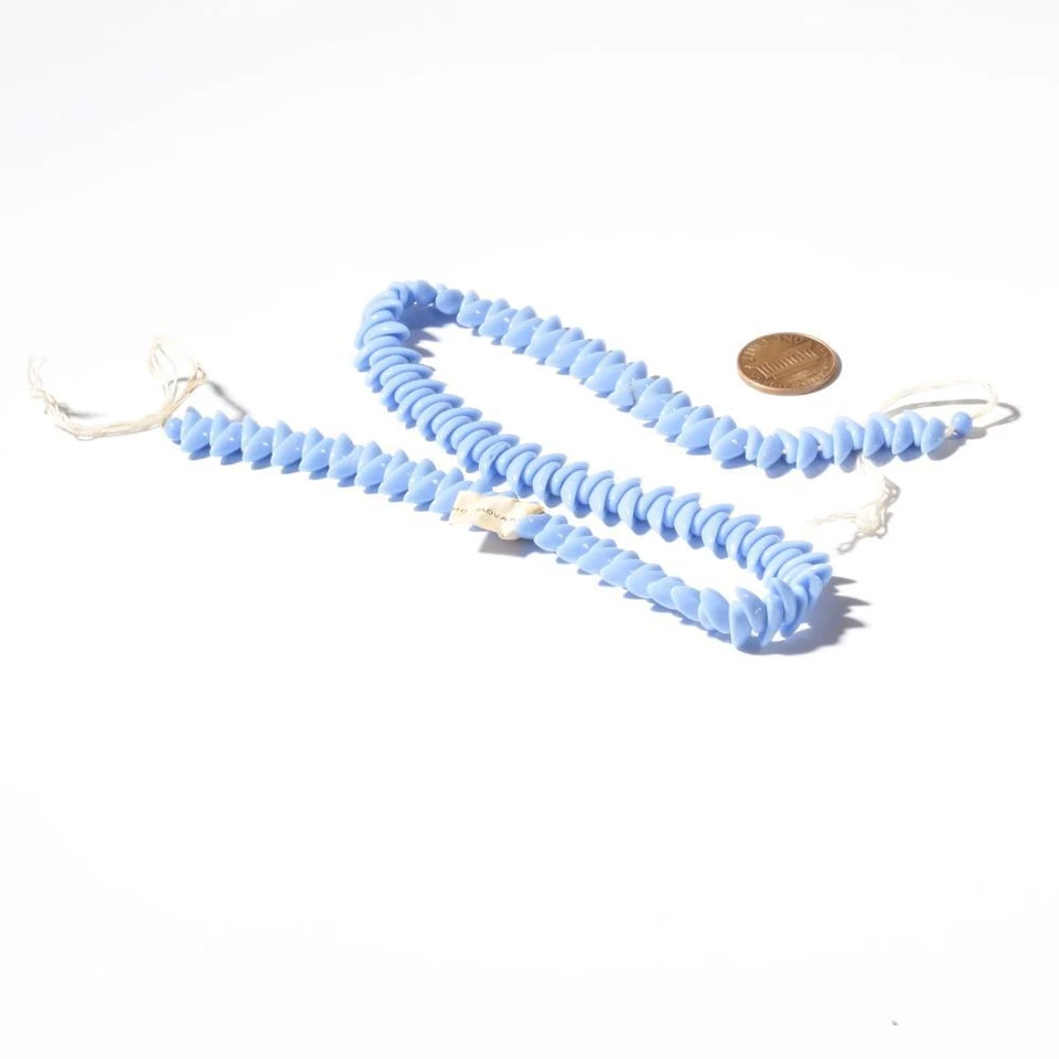 Strand (130) vintage Czech pale blue 2 hole interlocking glass beads 10mm - Image 2 of 2