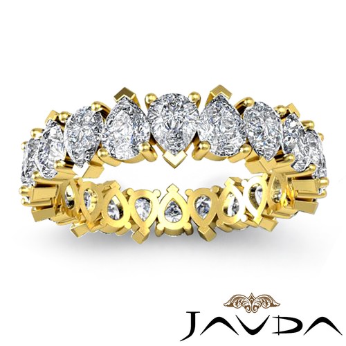 Pear Diamond Prong Set Eternity Womens Wedding Band Ring 14k White Gold 5.5 Ctw - Picture 6 of 11