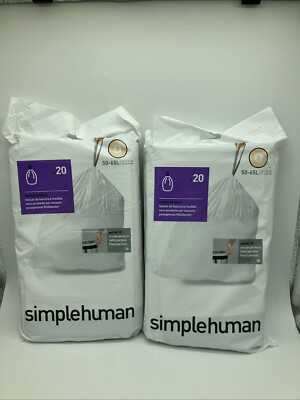 Simplehuman Code Q Custom Fit Liners 2 Packs 20 Each Unopened 50-65 L