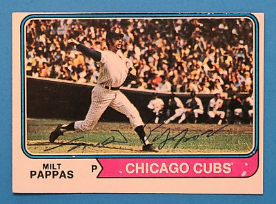 MILT PAPPAS (Dec.) Hand Signed 1974 Topps #640 Chicago Cubs Autograph Auto HOF