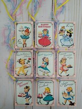 9 Retro Style Birthday Handmade Gift Tags Scrapbooking Junk Journals Crafts