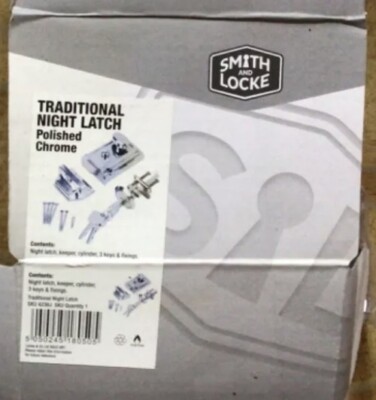 Smith & Locke 60 mm Backset traditionelle Nachtverriegelung poliertes Chrom - NEU