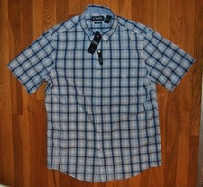 NWT Mens CHAPS Sutton Blue Button Plaid Dress Shirt Sz Medium M $50