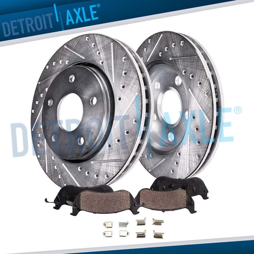 Front Drilled Rotors + Brake Pads for Chrysler Town & Country