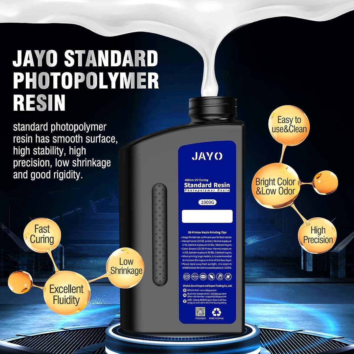 Phrozen Aqua Clear Plus 3D Printer Resin – Low Odor, Fast Printing, High Precision, 1KG Bottle