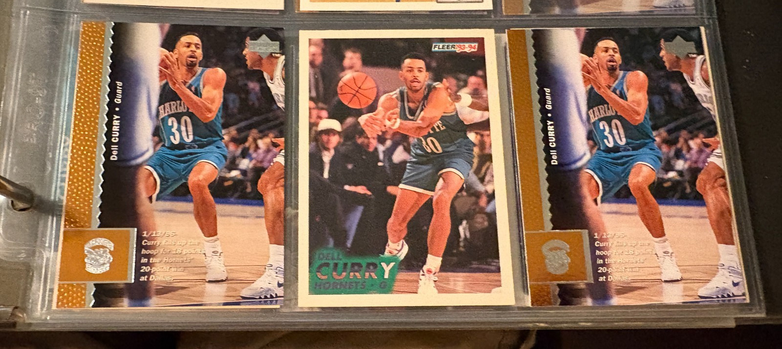 Dell Curry 3 card lot 1993-94 Fleer #18 1996-97 Upper Deck #12 Charlotte Hornets