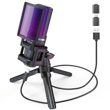 ZealSound Gaming USB Microphone for PC,RGB Condenser Computer Mic with RGB