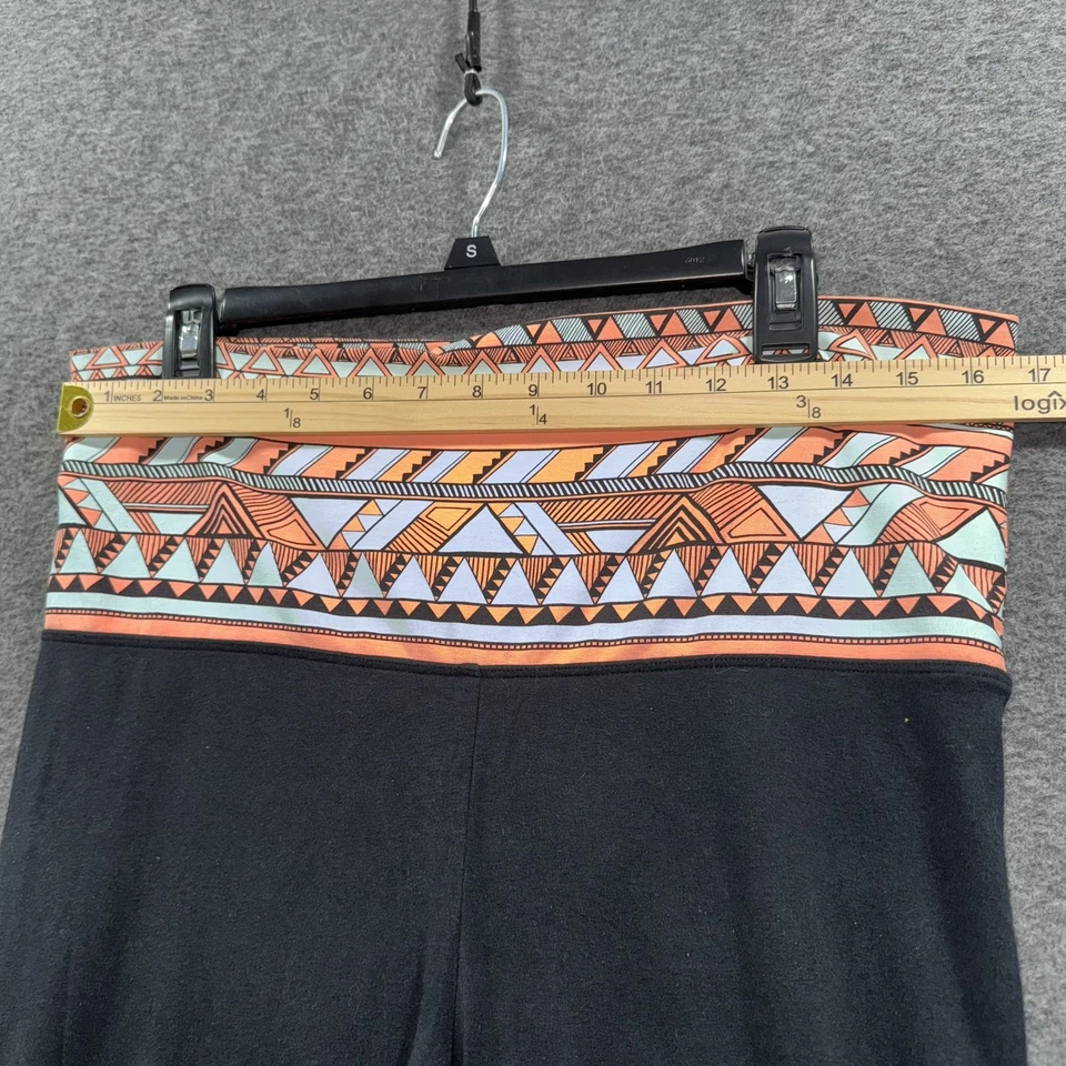 Y@K PINK Yoga Leggings Womens L Black Aztec Print Waistband Activewear Lounge - Image 2 of 4
