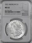 1921-P  $1  MORGAN SILVER DOLLAR  "PHILADELPHIA"  NGC MS62  #8672754-059