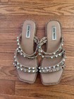 Steve Madden Skylar Tan Strappy Slides with Silver Pyramid Studs Womens Size 7.5 — photo 2