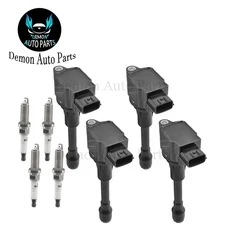 4pcs Ignition Coil and Spark Plug For 2008-2020 Nissan Rogue 2.0L 2.5L L4
