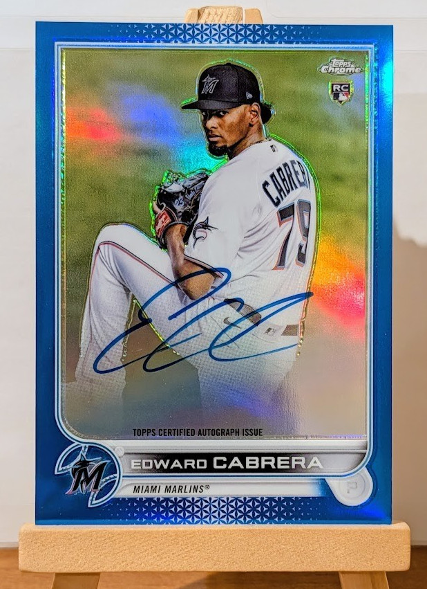 2022 Topps Chrome Edward Cabrera Blue Refractor Rookie Autograph RC #d /150