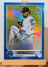 2022 Topps Chrome Edward Cabrera Blue Refractor Rookie Autograph RC #d /150