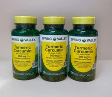 Spring Valley, Turmeric Curcumin Ginger Powder 500mg, 90 Capsules,3-pk Bundle