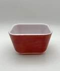 Vintage Pyrex Red Refrigerator Dish Square Milk Glass Made in USA No Lid