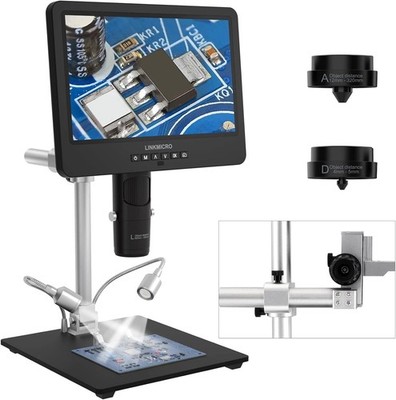LM249MS 3 Lens 10.1'' HDMI Digital Microscope 2000X Soldering Microscope Camera