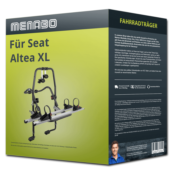 Menabo FahrradträGer Stand Up 2 Schwarz/Silber FüR Seat Altea XL Typ 5P5/5P8 NEU-image
