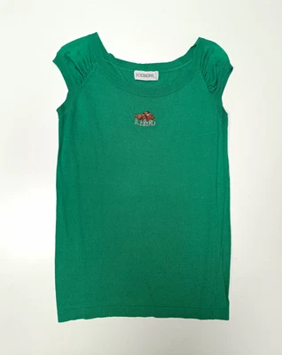 Iceberg Damen Strickshirt Grün Gr. 40 Rundhals Kurzarm Cap-Ärmel Logo-Stick - Bild 1 von 4