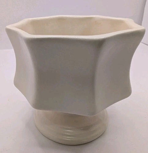 MCM Hull Pottery USA Pedestal Planter F3 With Cream Glaze