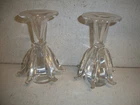 Pair Vintage Steuben Art Glass Candlesticks Foliate Signed