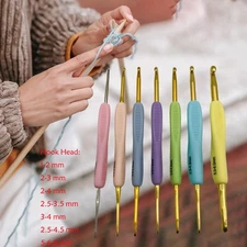 6Pcs Ergonomic Crochet Hooks Set Soft Needles Crafts Sewing Knitting Hooks Tool