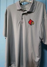 Vansport New Louisville Cardinals NCAA Foo5ball Basketball Gray Polo Shirt XL B7