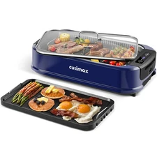 Smokeless Grill, CUSIMAX 1500W Indoor Grill, Electric Grill Griddle with LED ...