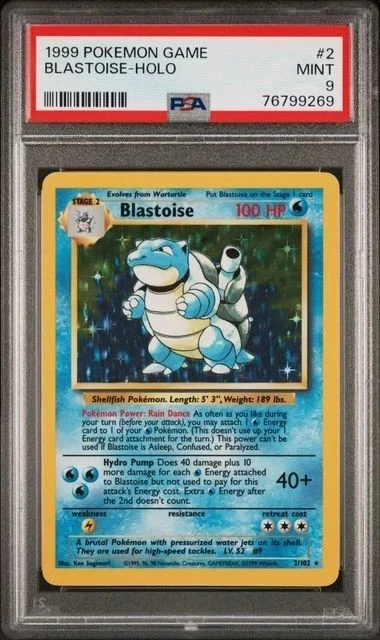 Pokémon TCG Base Set Blastoise Grade 9 Individual Collectible Card