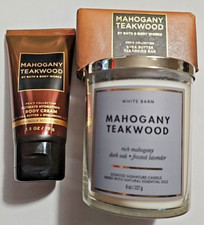 Mahogany Teakwood 3pc Gift Set w/Cleansing Bar, Body Cream  Single Wick Candle