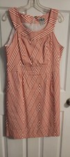 Robbie Bee Women's White Orange Striped Sleeveless Midi Dress Size 12