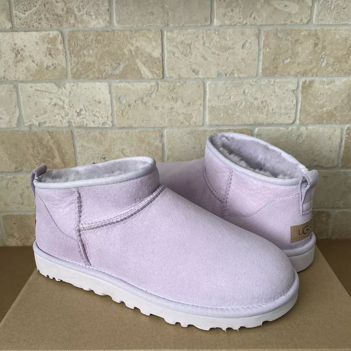 UGG Classic Ultra Mini Lavender Fog Water resistant Suede Boots Size US 8 Women