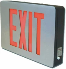  LED Die Cast Exit Sign, Brushed Aluminum  Black Housing Red Letters 
